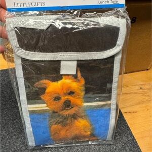 Dog Print Lunch Tote - Brown and Blue